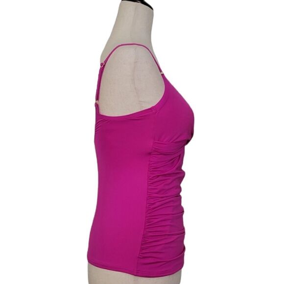 Calvin Klein Pink V-neck Ruched Side UV Protection Tankini Swimsuit Tank Top S - Picture 2 of 7